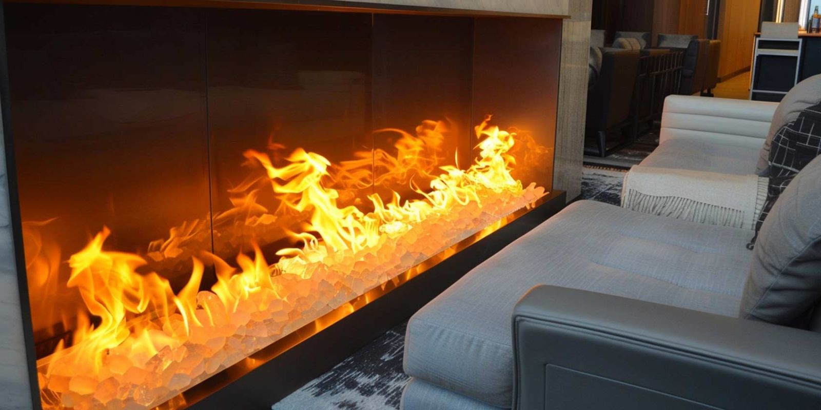 Уютный интерьер с биокамином Уютный интерьер с биокамином