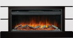 Каминокомплект Modern Белый с черным (Глубина 300 мм) с очагом Royal Flame Vision 42 LOG LED
