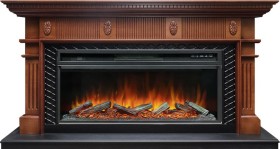 Каминокомплект Carlyle Орех с черным с очагом Royal Flame Vision 42 LOG LED