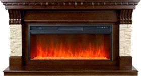 Каминокомплект Denver Темный дуб / Бежевый (Ширина 1500 мм) с очагом Royal Flame Vision 42 LED