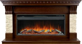 Каминокомплект Denver Темный дуб / Бежевый (Ширина 1500 мм) с очагом Royal Flame Vision 42 LOG LED