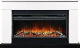 Каминокомплект Bergen (Разборный) Белый с черным (Ширина 1370 мм) с очагом Royal Flame Vision 42 LOG LED