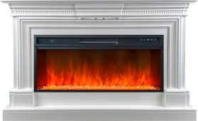 Каминокомплект Chelsea Белый (Ширина 1350 мм) с очагом Royal Flame Vision 42 LED