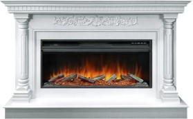Каминокомплект Sicilia Белый (Ширина 1530мм) с очагом Royal Flame Vision 42 LOG LED
