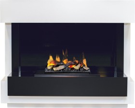 Каминокомплект Cube Белый с черным с очагом Cassette 400 LNH-INT (с дровами)  Dimplex Opti-myst