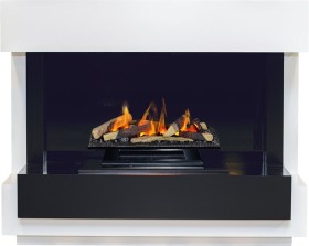 Каминокомплект Cube Белый с черным с очагом Cassette 600 LNH-INT (с дровами)  Dimplex Opti-myst