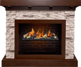 Каминокомплект Chalet Темный дуб/Сланец с очагом Cassette 600 LNH-INT (с дровами)  Dimplex Opti-myst
