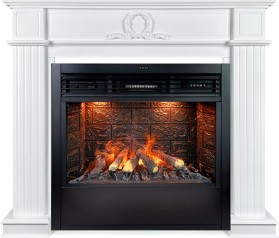 Каминокомплект Modena (Разборный) Бьянко белый с очагом Royal Flame Design B800RF 3D