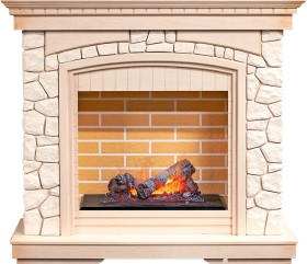 Каминокомплект Glasgow Слоновая кость с патиной/Белый с очагом Cassette 400 NH  Dimplex Opti-myst