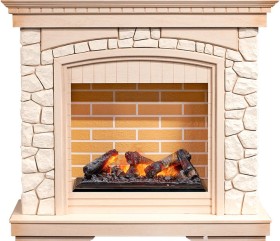 Каминокомплект Glasgow Слоновая кость с патиной/Белый с очагом Cassette 600 NH  Dimplex Opti-myst