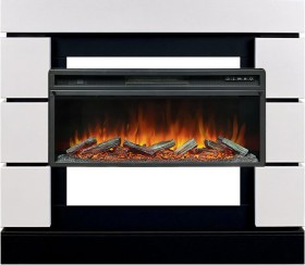 Каминокомплект Modern CRM (Разборный) Белый с черным с очагом Royal Flame Vision 42 LOG LED