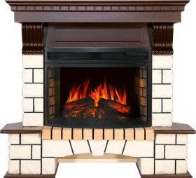 Каминокомплект Pierre Luxe угловой Белый / Темный дуб с очагом Royal Flame Dioramic 25 LED FX