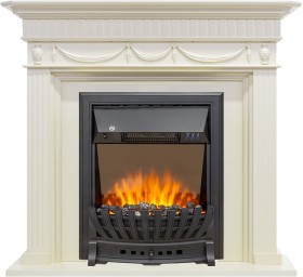 Каминокомплект Corfu Слоновая кость с очагом Royal Flame Aspen Black