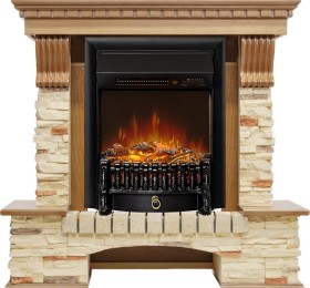 Каминокомплект Pierre Luxe Дуб / Сланец с очагом Royal Flame Fobos FXM Black RC