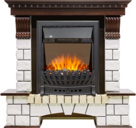 Каминокомплект Pierre Luxe Темный дуб / Белый с очагом Royal Flame Aspen Black