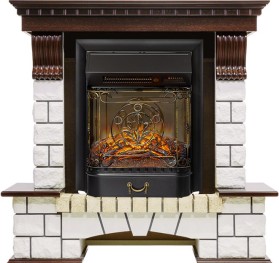 Каминокомплект Pierre Luxe Темный дуб / Белый с очагом Royal Flame Majestic FX Black RC