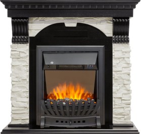 Каминокомплект Dublin Венге / Сланец белый с очагом Royal Flame Aspen Black
