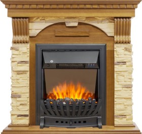 Каминокомплект Dublin Дуб / Сланец с очагом Royal Flame Aspen Black