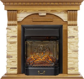 Каминокомплект Dublin Дуб / Сланец с очагом Royal Flame Majestic FX Black RC
