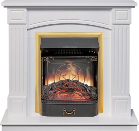 Каминокомплект Boston Белый (Высота 925см) с очагом Royal Flame Majestic FX Brass