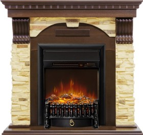 Каминокомплект Dublin Темный дуб / Сланец с очагом Royal Flame Fobos FXM Black RC