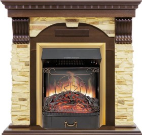 Каминокомплект Dublin Темный дуб / Сланец с очагом Royal Flame Majestic FX Brass