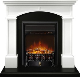 Каминокомплект Langford Белый с черным с очагом Royal Flame Fobos FXM Black RC