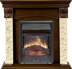 Каминокомплект Dublin STD SFT (Разборный) Темный дуб / Сланец с очагом Royal Flame Majestic FX Black RC