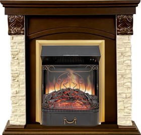 Каминокомплект Dublin STD SFT (Разборный) Темный дуб / Сланец с очагом Royal Flame Majestic FX Brass