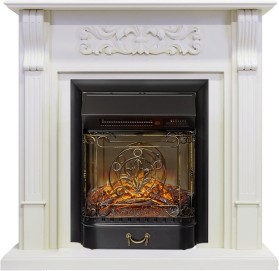 Каминокомплект Venice Фактурный белый с очагом Royal Flame Majestic FX Black RC