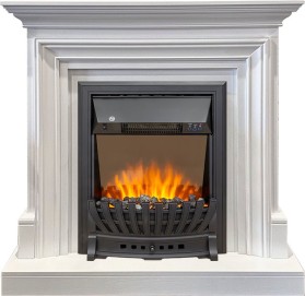 Каминокомплект Bradford Белый с очагом Royal Flame Aspen Black