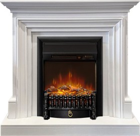 Каминокомплект Bradford Белый с очагом Royal Flame Fobos FXM Black RC