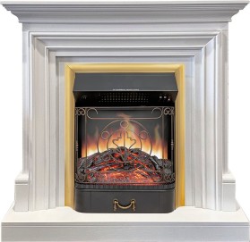 Каминокомплект Bradford Белый с очагом Royal Flame Majestic FX Brass