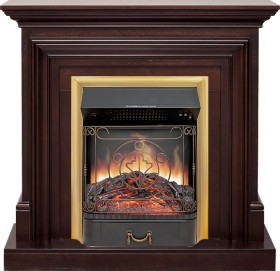 Каминокомплект Bradford Темный дуб с очагом Royal Flame Majestic FX Brass