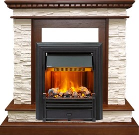 Каминокомплект Calgary Дуб / Сланец беженый с очагом Brookline Black  Dimplex