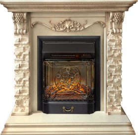 Каминокомплект Adriana Cлоновая кость с очагом Royal Flame Majestic FX Black RC