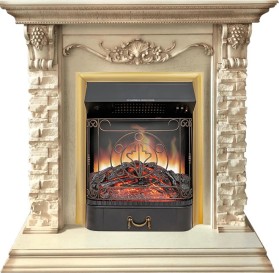 Каминокомплект Adriana Cлоновая кость с очагом Royal Flame Majestic FX Brass