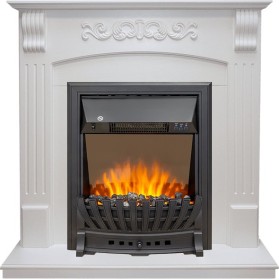 Каминокомплект Sorrento Белый дуб с очагом Royal Flame Aspen Black