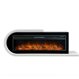 Каминокомплект Basel 60 L Белый с черным с очагом Royal Flame Vision 60 LOG LED НП