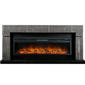 Каминокомплект Lindos Серый мрамор (линейный) с очагом Royal Flame Vision 60 LOG LED НП