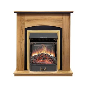 Каминокомплект Barcelona (Разборный) Дуб галифакс с очагом Royal Flame Majestic FX Brass