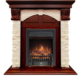 Каминокомплект Dublin (Разборный) Орех каньон / Сланец с очагом Royal Flame Fobos FXM Black RC