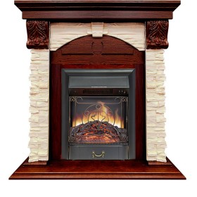 Каминокомплект Dublin (Разборный) Орех каньон / Сланец с очагом Royal Flame Majestic FX Black RC