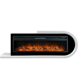 Каминокомплект Basel 60 R Белый с черным с очагом Royal Flame Vision 60 LOG LED НП