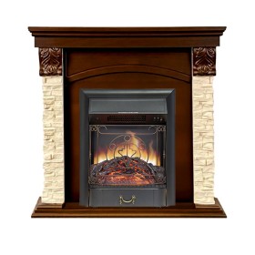 Каминокомплект Dublin STD SFT (Разборный) Темный дуб / Сланец с очагом Royal Flame Majestic FX Black RC
