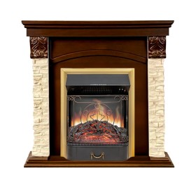 Каминокомплект Dublin STD SFT (Разборный) Темный дуб / Сланец с очагом Royal Flame Majestic FX Brass