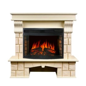 Каминокомплект Porto (Разборный) Слоновая кость с очагом Royal Flame Dioramic 25 LED FX
