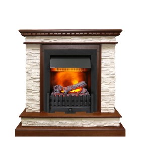 Каминокомплект Calgary Дуб / Сланец бежевый с очагом Danville Black  Dimplex Opti-myst