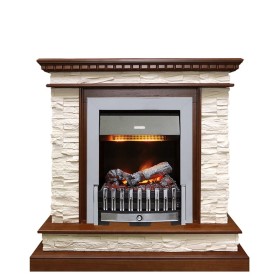 Каминокомплект Calgary Дуб / Сланец бежевый с очагом Danville Chrome  Dimplex Opti-myst
