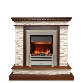 Каминокомплект Calgary Дуб / Сланец бежевый с очагом Chesford  Dimplex Opti-Myst
